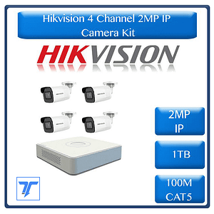Hikvision 2MP IP Camera Kit - 4 Bullet Cameras